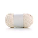 Ball of cream-colored yarn on a white background