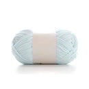Light blue skein of yarn on a white background