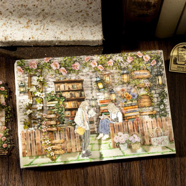 Poppy Crafts Full Garden of Books PET Stickers - Long Ladder of Flowers