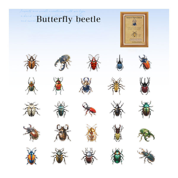 Poppy Crafts Insect Specimens PET Stickers - Butterfly Beetle