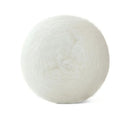 A single fluffy white ball of yarn or fiber, photographed against a clean white background.