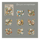 A square art print or card design on a muted gray background featuring multiple butterfly illustrations decorated with flowers and leaves, plus the text 'Butterflies for Flattering' and 'Given grass and colorful butterflies.'.