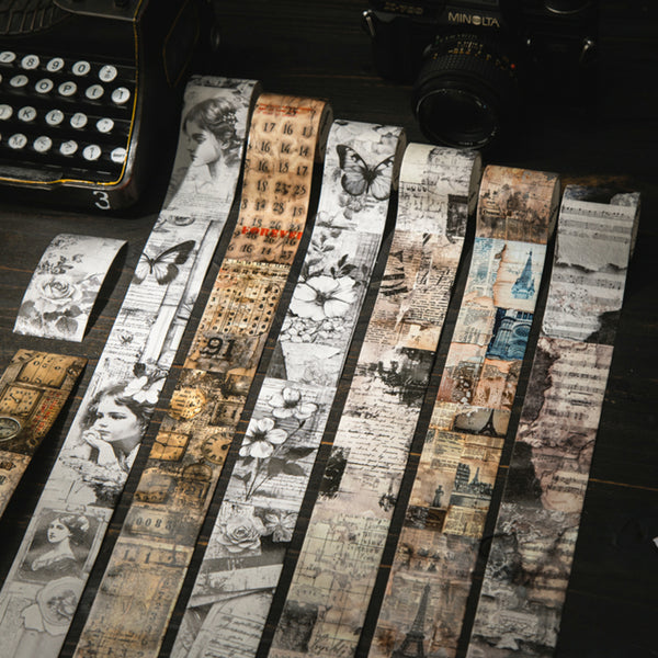 Poppy Crafts Page Scroll Washi Sticker Roll - Old Newspapers from Paris