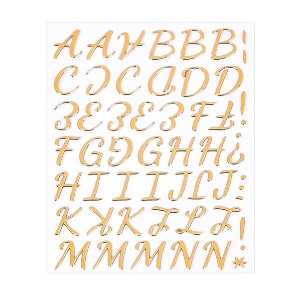 Poppy Crafts Puffy Stickers - Alphabet Fancy - Gold