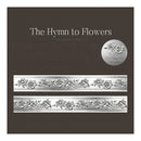Album cover for 'The Hymn to Flowers' by Silverlight Flowers, featuring a dark brown textured background with white title text, a silver circular logo seal, and two horizontal silver bands with an ornate floral rose pattern.