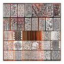 Collection of various decorative stencils with different patterns on a white background