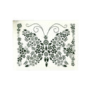 A square decorative stencil or stencil sheet featuring a black butterfly design filled with floral and leaf patterns on a white background.