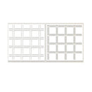 Two square sample panels showing a woven or plaid-like pattern in gray on a white background, presented side by side on a light gray backdrop.
