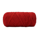 A single ball of chunky red yarn photographed against a solid white background.