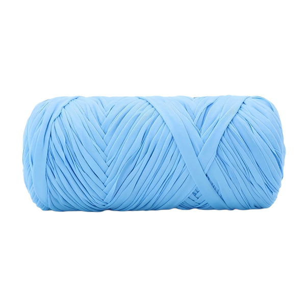 A single ball of light blue yarn photographed against a plain white background.