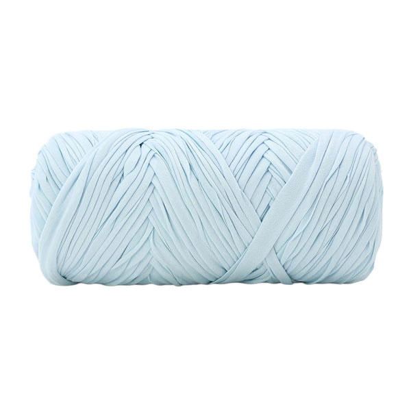 A single roll of light blue braided cord or strap material, photographed against a solid white background.