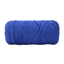 A single ball of royal blue chenille yarn, photographed against a solid white background.
