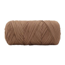 A large spool of braided elastic strap or trim in a warm taupe-brown color, shown against a plain white background.