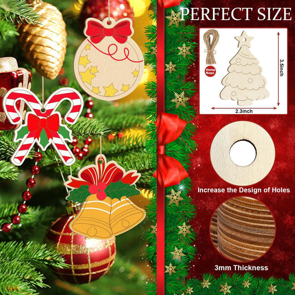 Poppy Crafts Wooden Ornaments Set - Christmas Collection - Festive Fun