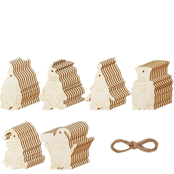 Poppy Crafts Wooden Ornaments Set - Christmas Collection - Friendly Gnomes