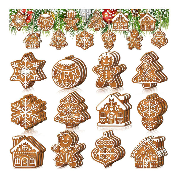 Poppy Crafts Wooden Ornaments Set - Christmas Collection - Gingerbread Cookies
