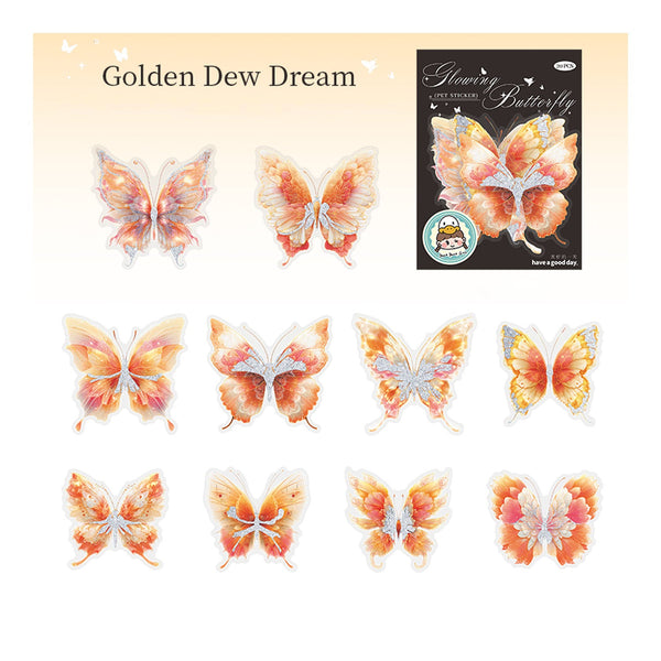 Poppy Glowing Butterfly PET Stickers - Golden Dew Dream