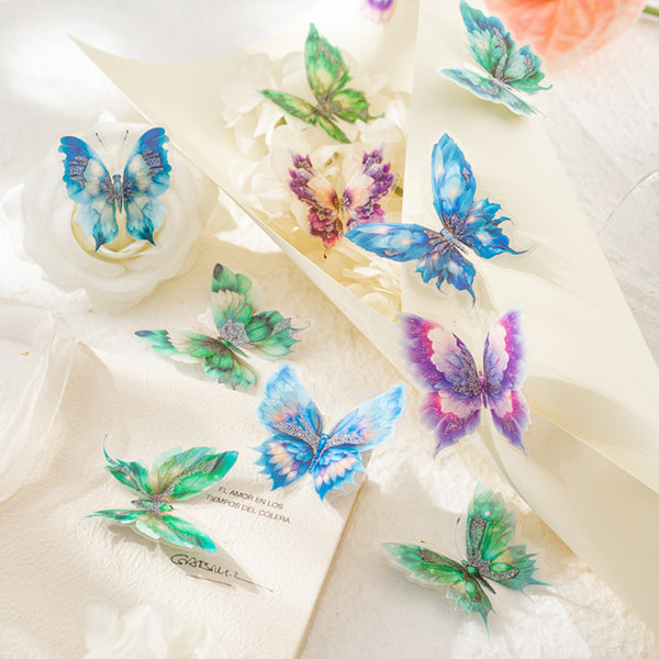 Poppy Glowing Butterfly PET Stickers - Golden Dew Dream