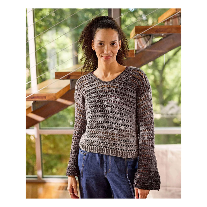 Premier Yarns Free Pattern -  Everyday Worsted Gradient Glitter  - Smokey Skies Pullover