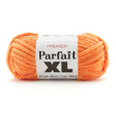 Orange yarn ball with 'Premier Parfait XL' label on a white background
