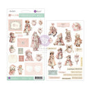 Two sheets of Bouclés chipboard stickers featuring vintage winter illustrations, including snowmen, Santa Claus, teddy bears, ice skates, and pastel labels, shown on a white background.