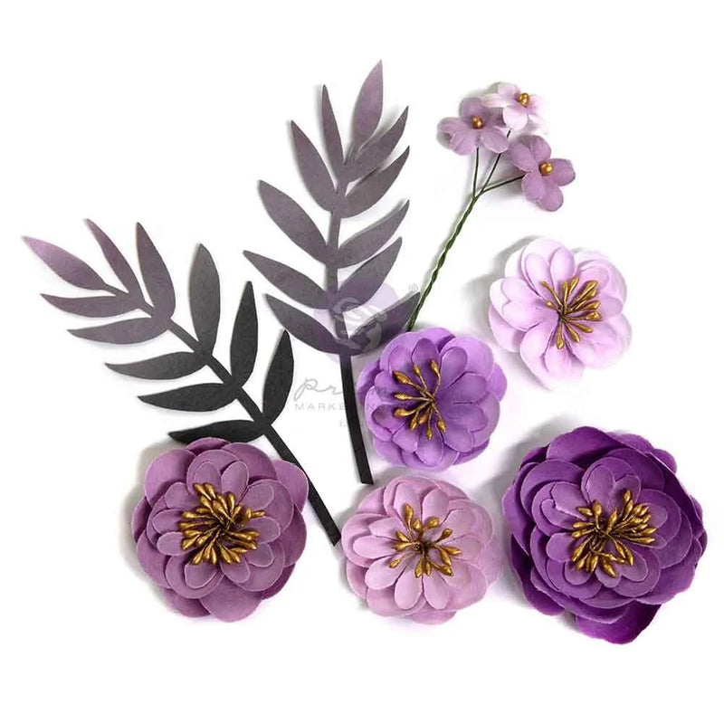 Prima Paper Flowers 8/Pkg Enchanted Voilet, Bewitched