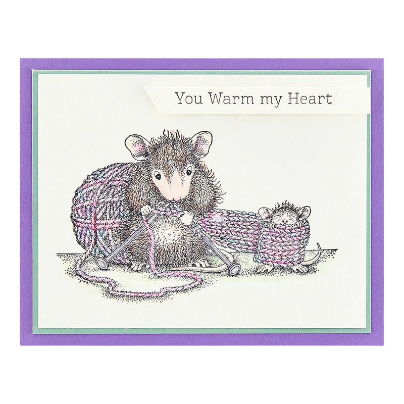 House Mouse Cling Rubber Stamp Knit One*