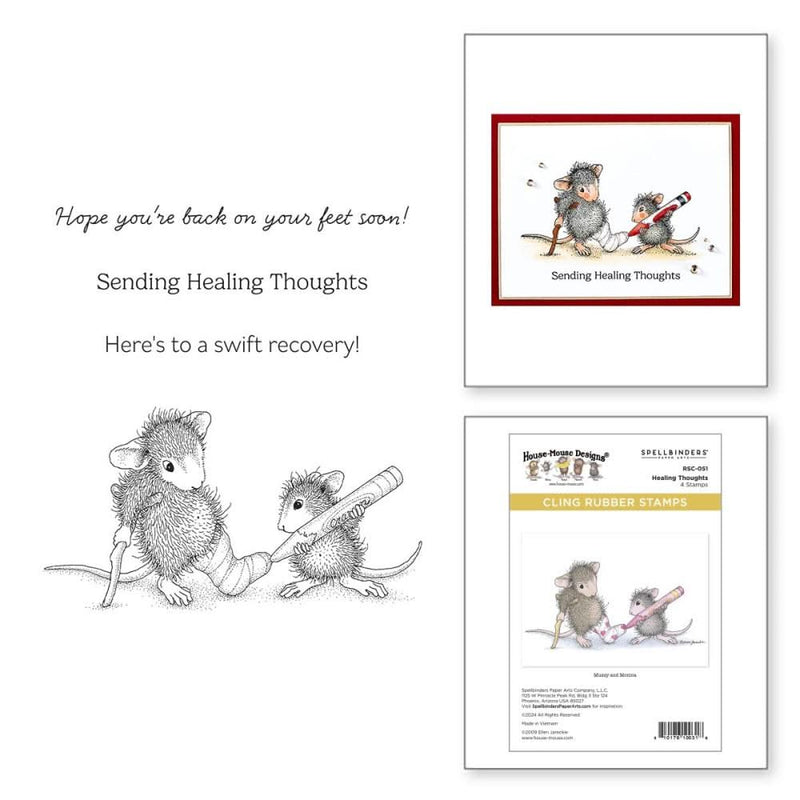 House Mouse Cling Rubber Stamp Healing Thoughts