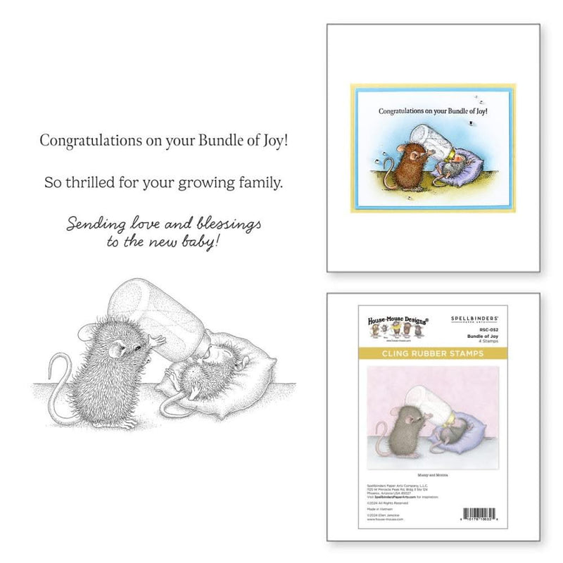 House Mouse Cling Rubber Stamp Bundle Of Joy