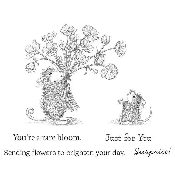 Spellbinders House Mouse Rare Bloom Cling Rubber Stamp Set - Rare Bloom