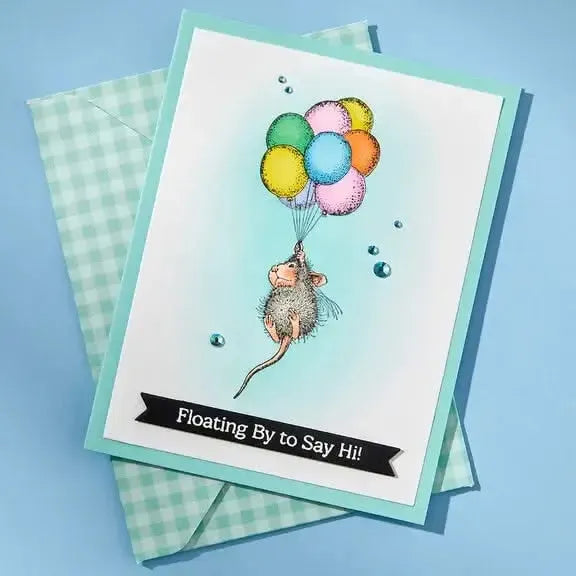 Spellbinders House Mouse Rare Bloom Cling Rubber Stamp Set - Up, Up and Away