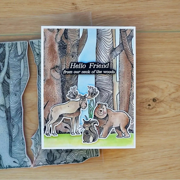 Simon Hurley create. Cling Mount Stamp 6"X6" Whimsical Woods*^