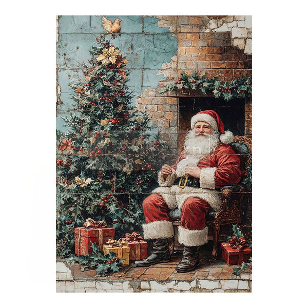 Re-Design A4 Decoupage Fiber - Cozy Claus Corner