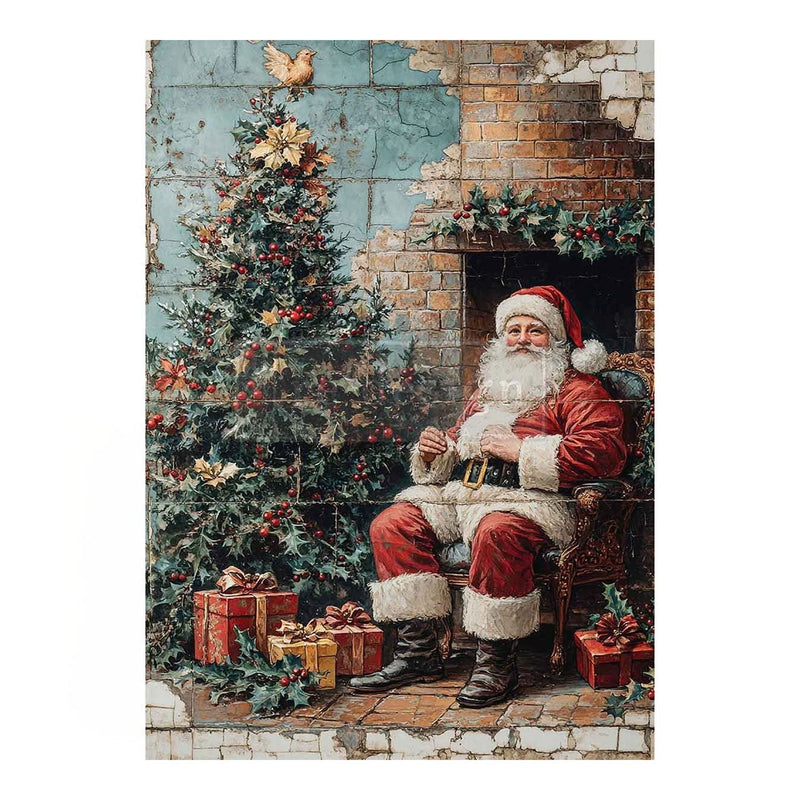 Re-Design A4 Decoupage Fiber - Cozy Claus Corner