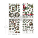 Four sheets of Christmas-themed temporary tattoos or decals displayed on a white background, featuring vintage red trucks, wreaths, bells, pinecones, and floral designs. Measurement labels indicate 11 inches by 8.