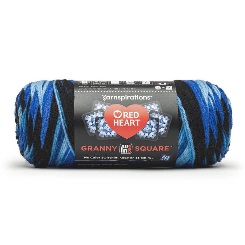 Red Heart All in One Granny Square - Blue Beacon