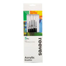 five Reeves Acrylic Brushes in white & multicoloured package