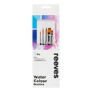Reeves Water Colour Brushes Short Handle Set of 5 - No. 2, 4, & 6 Round; No. 6 & 10 Flat