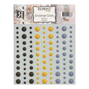 A sheet of Reprint Hobby Enamel Dots with 99 pieces, featuring columns of glossy dots in black, mustard yellow, and dusty blue on a light gray backing, with a decorative header card at the top.