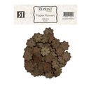 A pack of 100 Reprint Paper Flowers in the Smoked Walnut colorway, displayed as a pile of small, textured paper blossoms below the product label on a white background.
