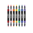 Six Mr. Freeflow dual-tip gel pens in assorted colors, arranged vertically side-by-side on a plain white background.