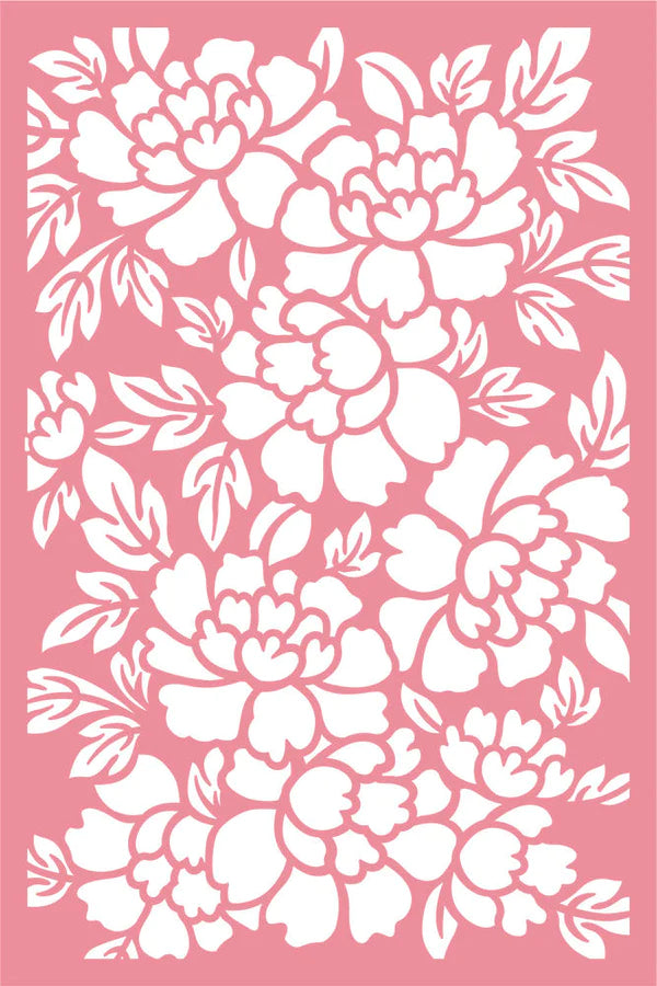 Crafter's Companion Sara Signature Floral Elegance Stencil 4"X6" Perfect Peonies*
