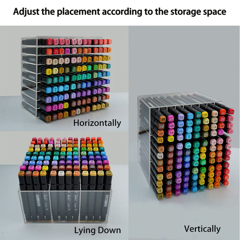 Universal Crafts Art Marker Organizer – 108 Slot Clear Acrylic Case