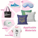 Collage of various products with labels for material types on a pink background