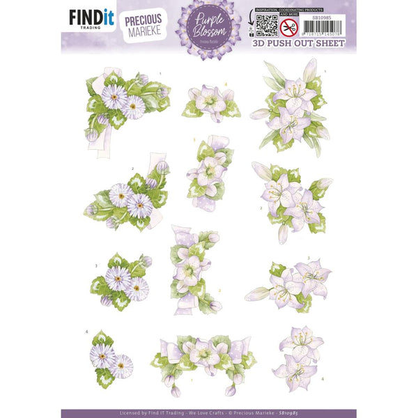 Find It Trading Precious Marieke 3D Punchout Sheet Amethyst, Purple Blossom