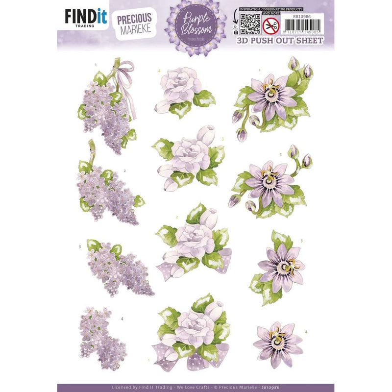 Find It Trading Precious Marieke 3D Punchout Sheet Lilac, Purple Blossom