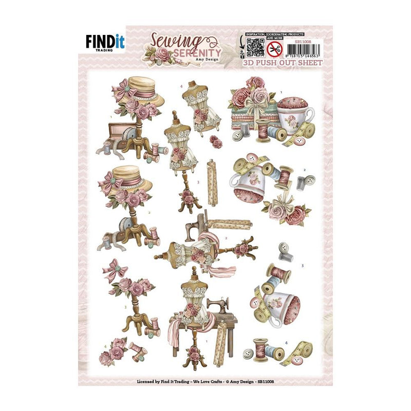 Find It Trading Amy Design 3D Push Out Sheet Mannequin, Sewing Serenity