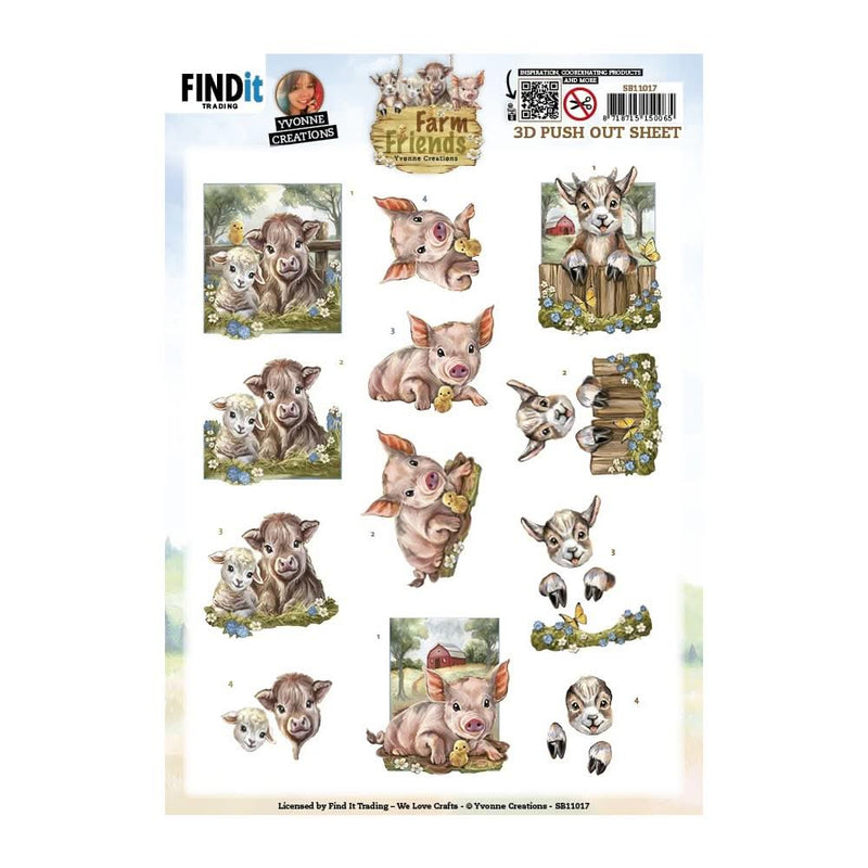 Find It Trading Yvonne Creations 3D Punchout Sheet Pig, Farm Friends