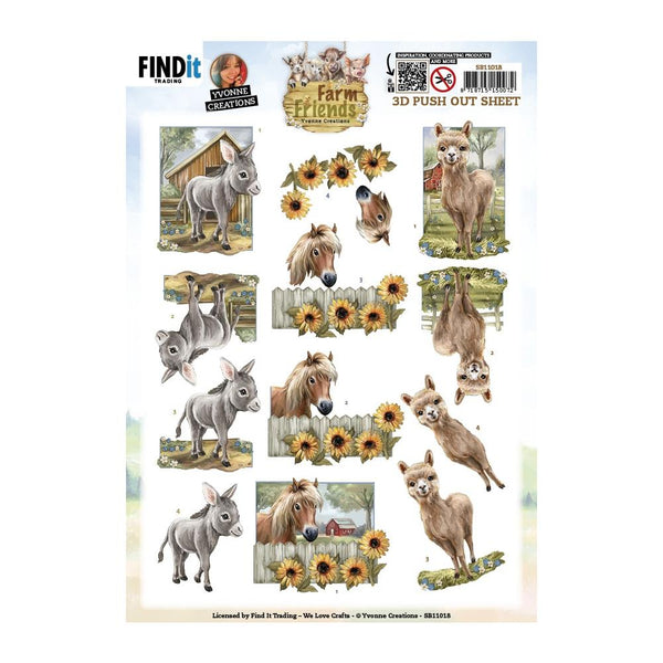 Find It Trading Yvonne Creations 3D Punchout Sheet Donkey, Farm Friends