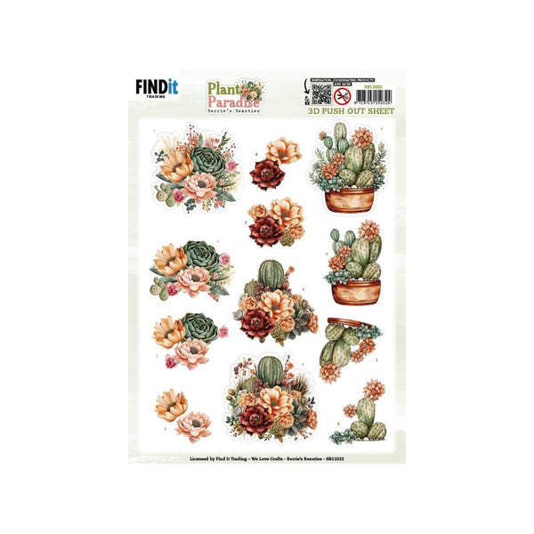 Find It Trading Berries Beauties 3D Punchout Sheet Cactus Harmony, Plant Paradise